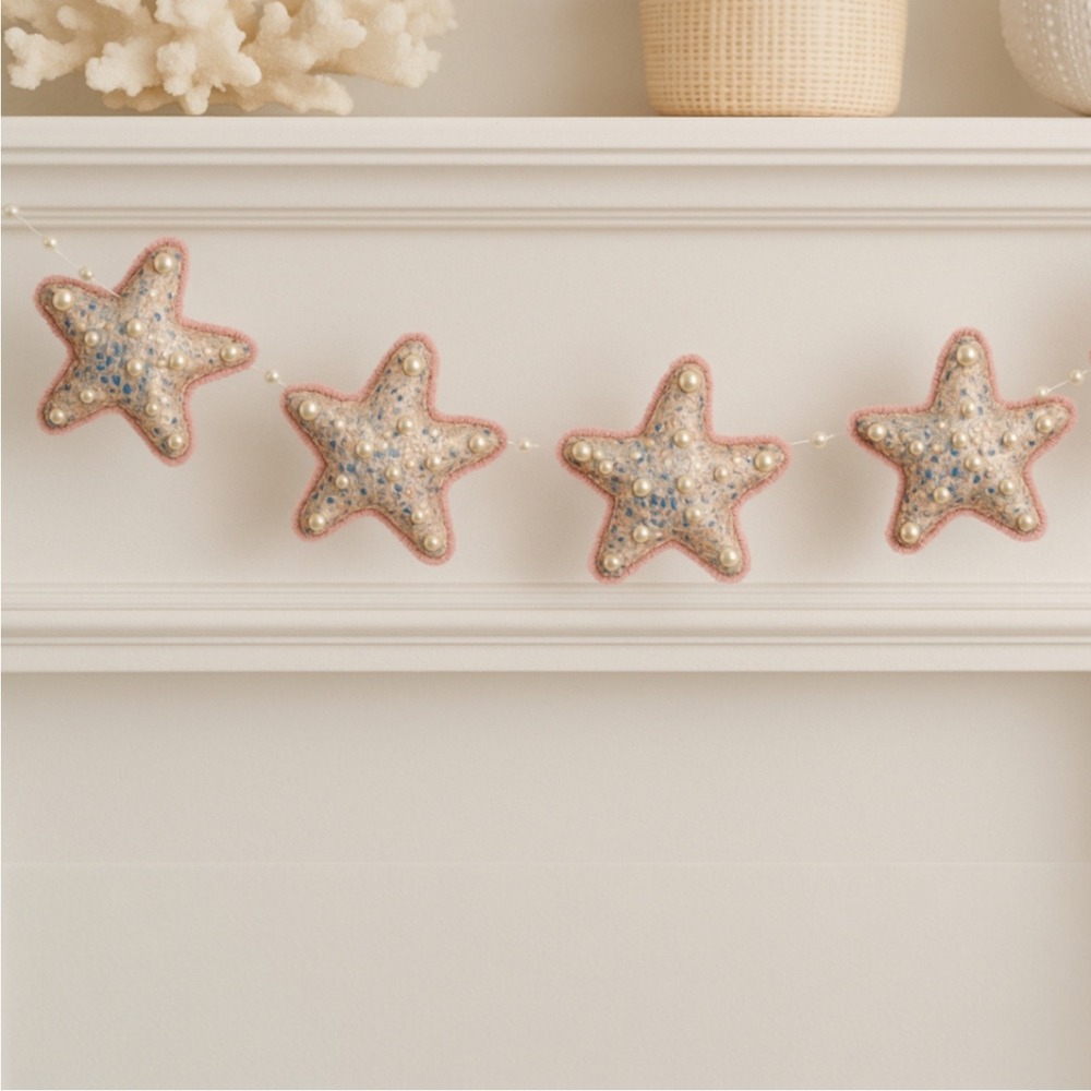 December Diamonds Coral Pink Sequin Starfish Garland Pearl‎ Beach 2 packs